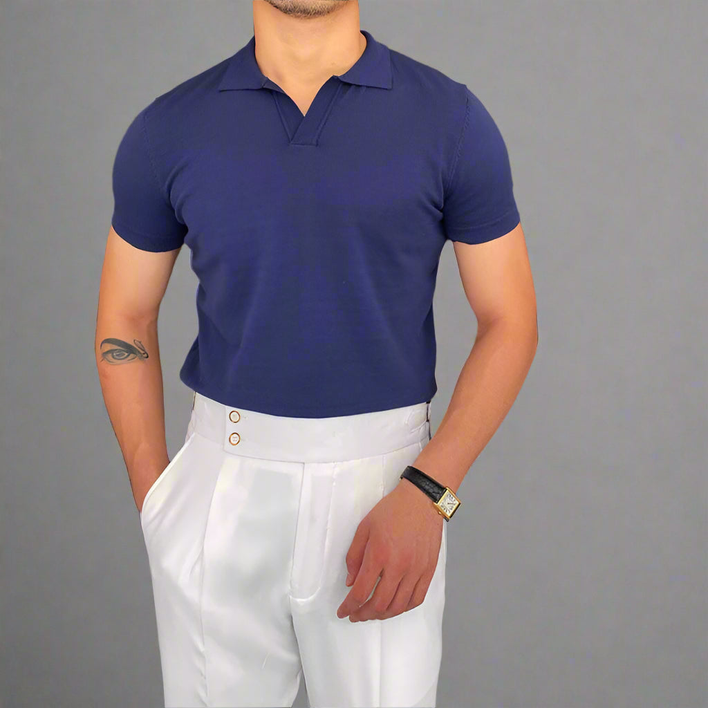 OLD MONEY V Collar Polo Shirt - WEAR OLD MONEY