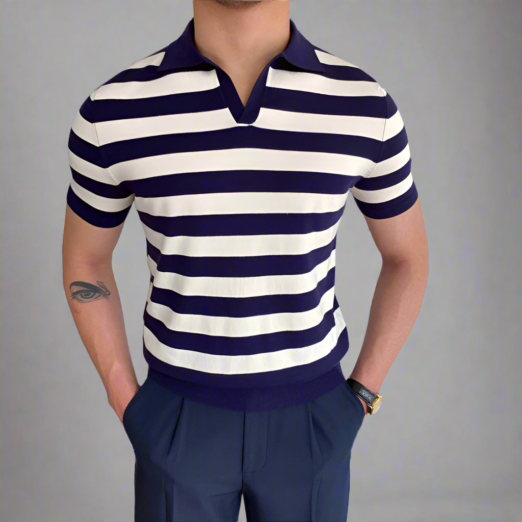 OLD MONEY V Collar Polo Shirt - WEAR OLD MONEY