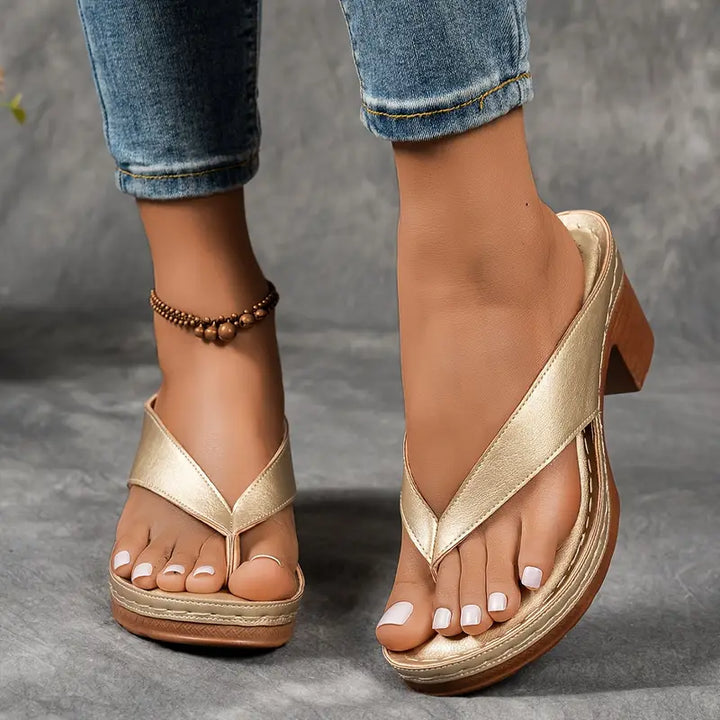 Women’s Stylish Block Heel Sandals | Slip On Open Toe Platform