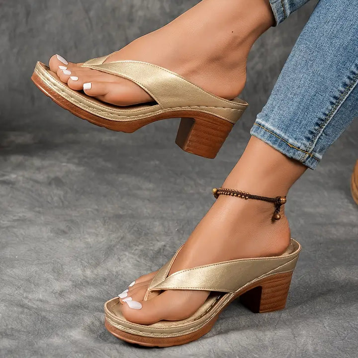 Women’s Stylish Block Heel Sandals | Slip On Open Toe Platform