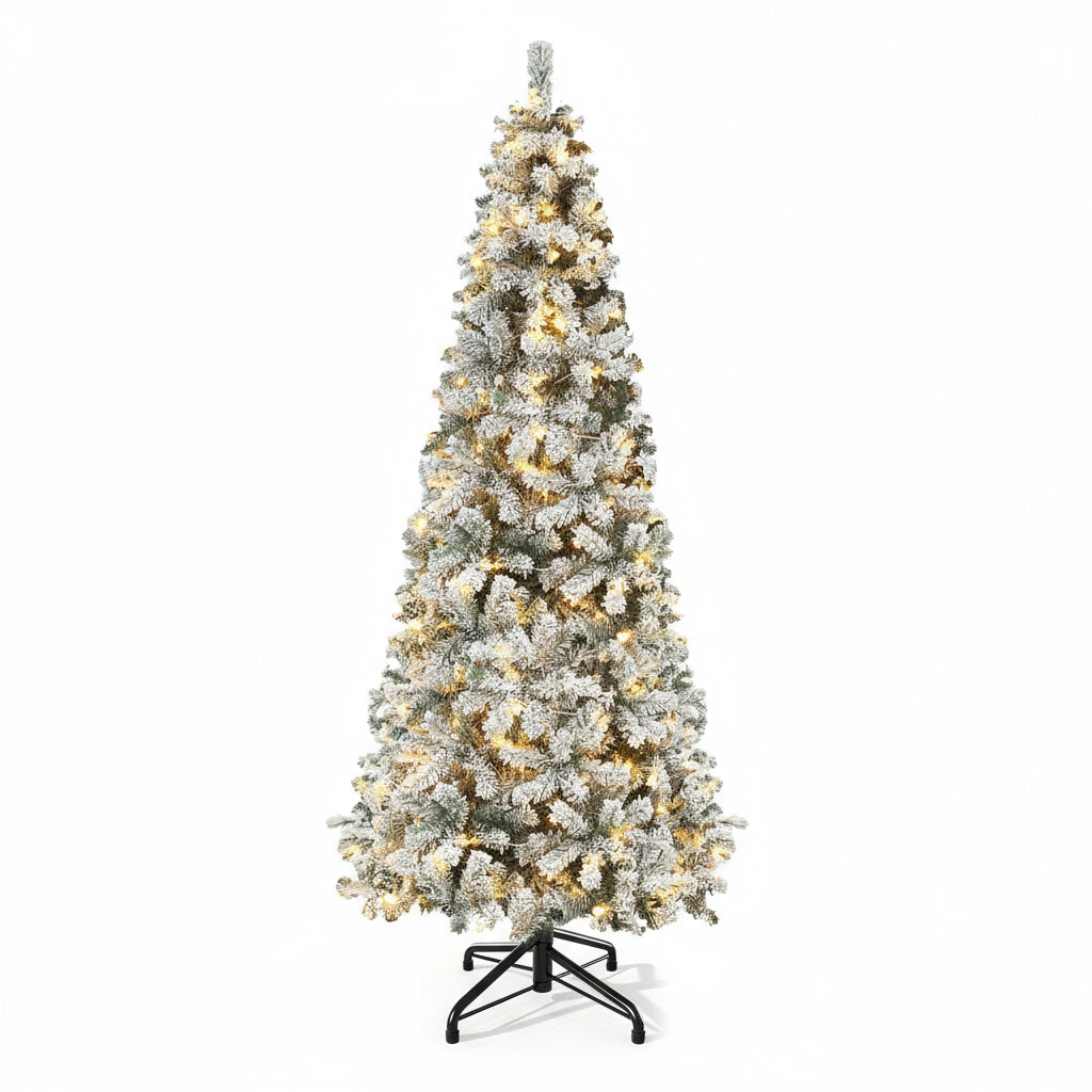 Christmas Tree Snow Flocked Lights Artificial Pine Indoor