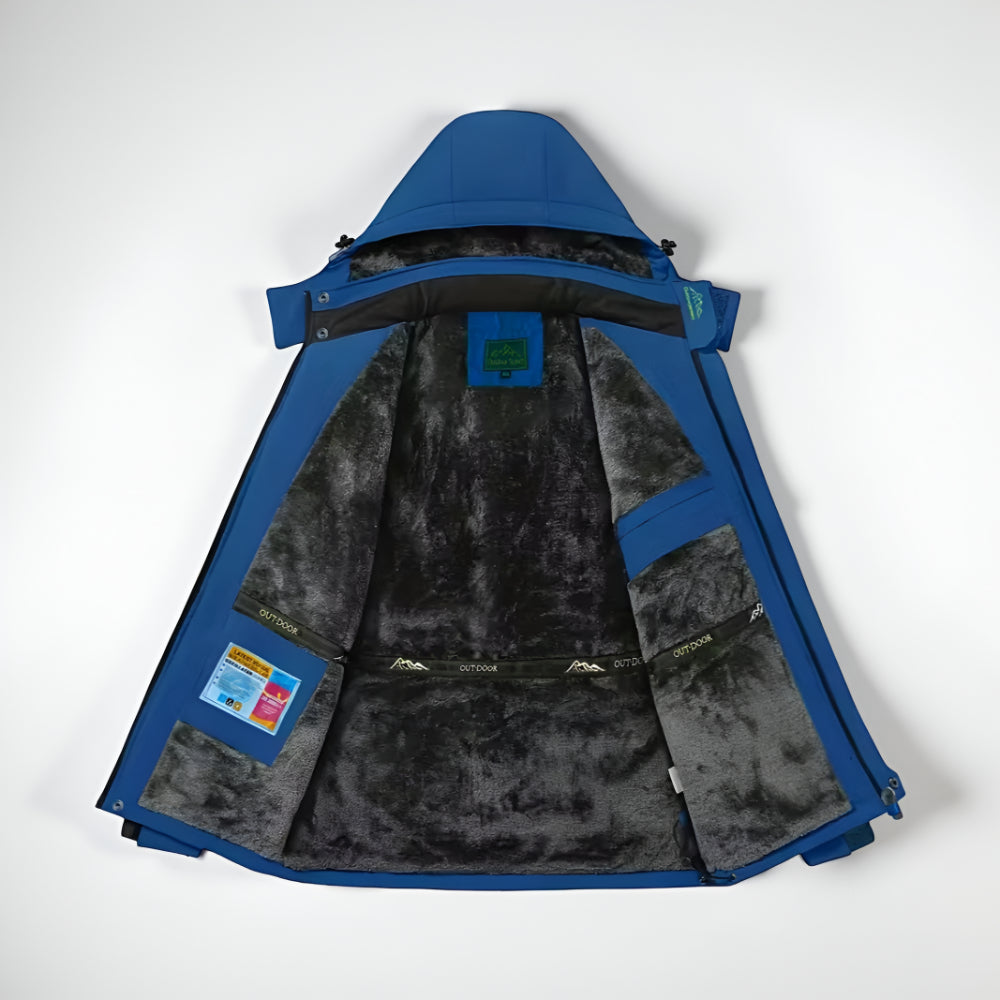 Men Waterproof Puffer Jacket - Fleece Lined Windproof
