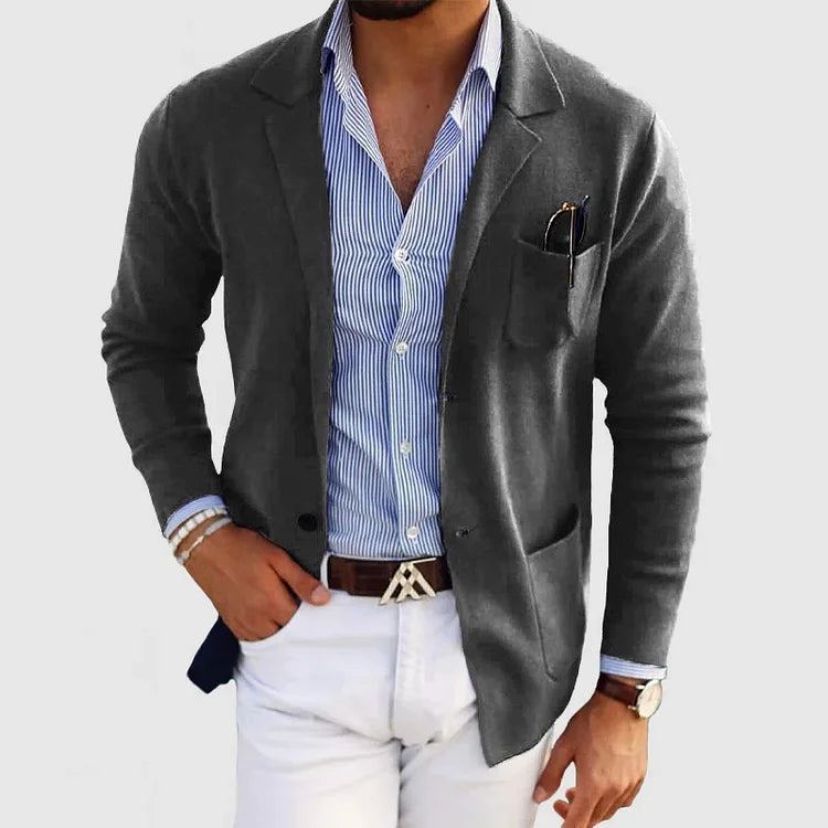 Men’s Lightweight Knit Blazer Jacket | Casual Overcoat Style