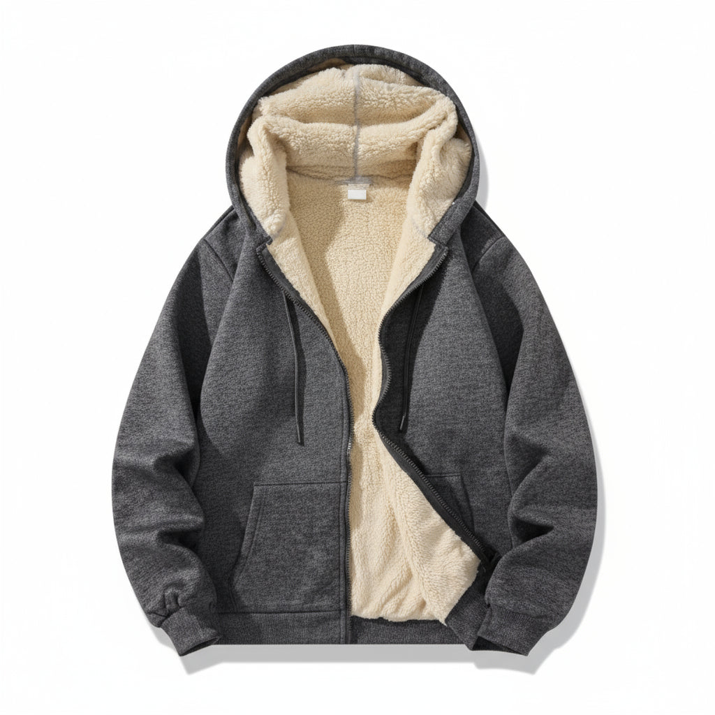 Unisex Fleece Pullover Sweater Warm Knit Zipper Hoodie