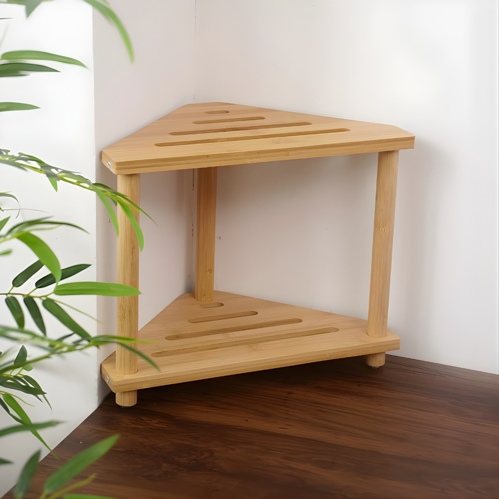 Teak Shower Bench Waterproof Durable Adjustable Storage Seat