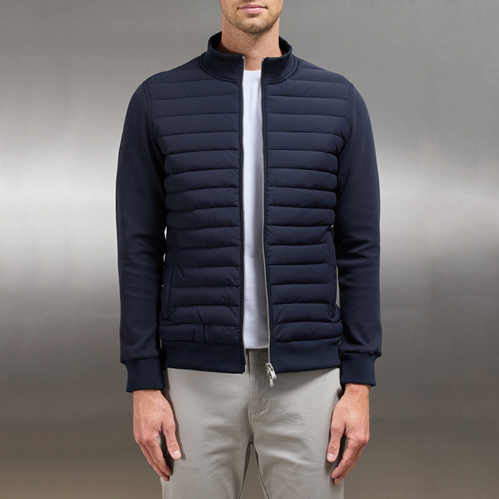 Men’s Lightweight Quilted Puffer Bomber Jacket with Zip-Up