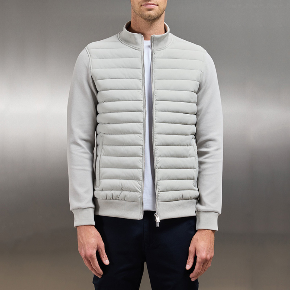 Men’s Lightweight Quilted Puffer Bomber Jacket with Zip-Up