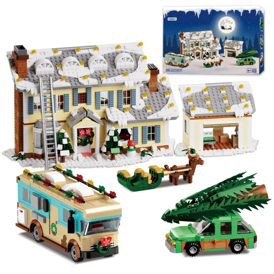 Building Blocks Holiday House Gift Set Light Festive Village Toy