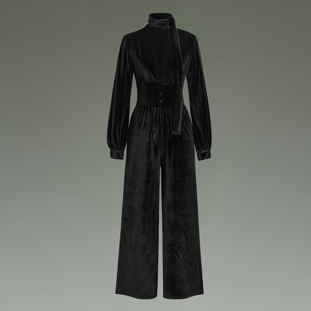 Outfit Christmas - Women's Formal Evening Jumpsuit - Blazer Style, Long