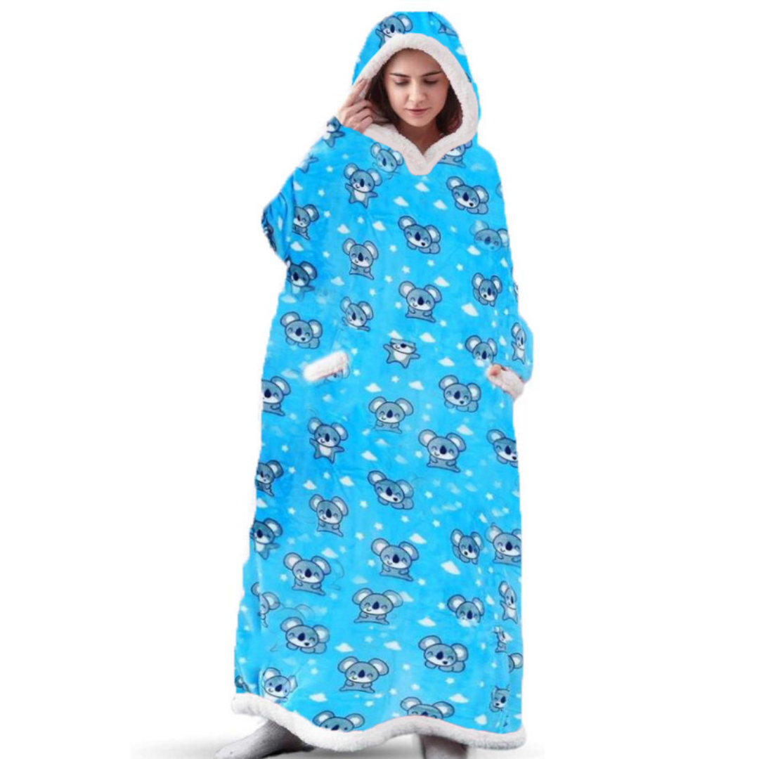 Oversized Sherpa Fleece Blanket Hoodie with Adjustable Waist and Pockets