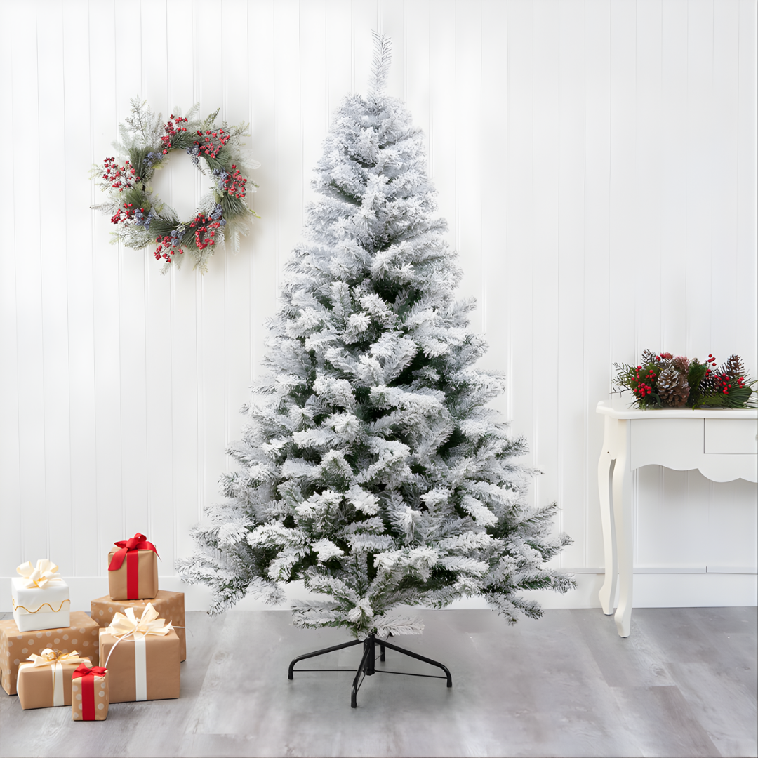 Pre-lit Christmas Tree with Metal Stand and Warm White Lights
