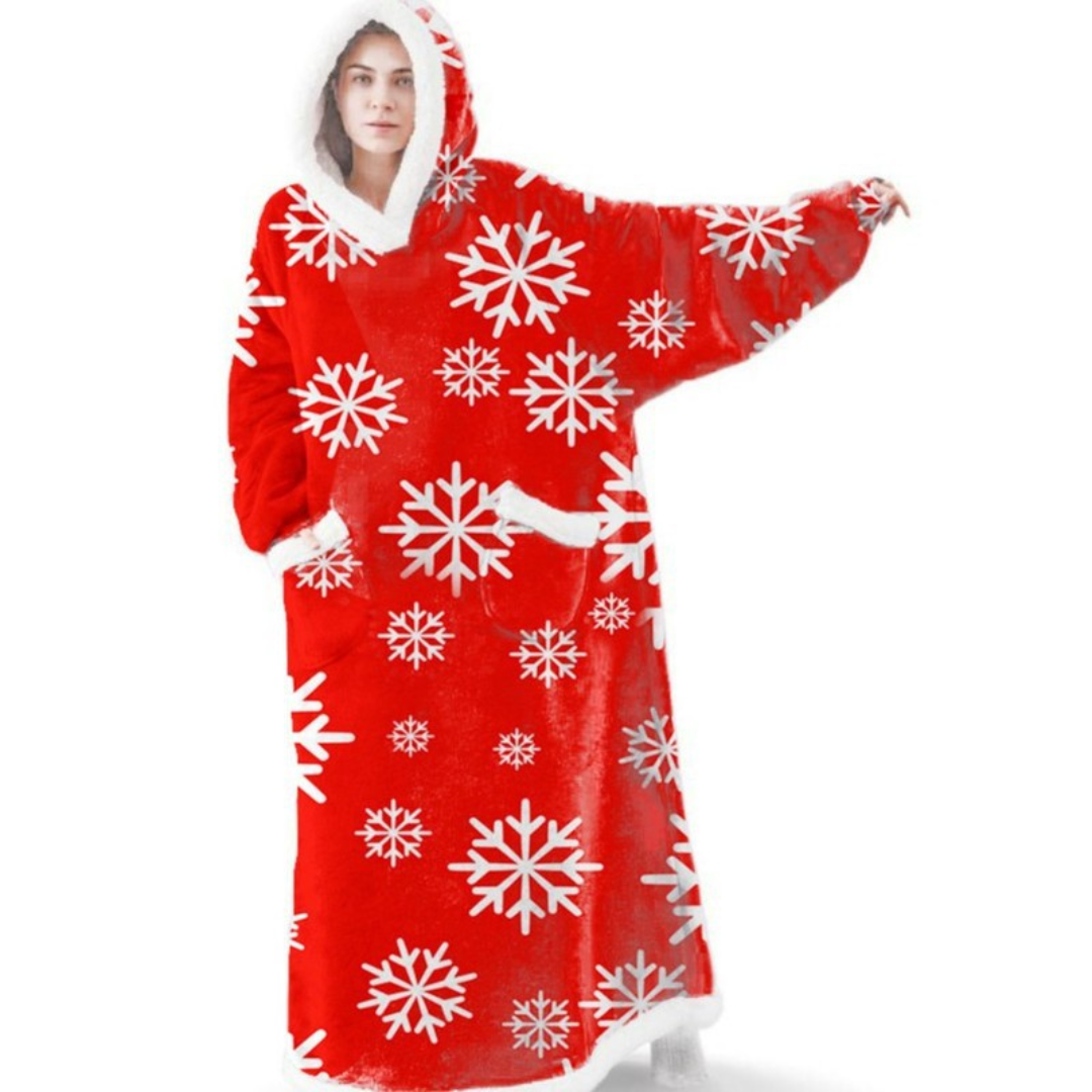 Oversized Sherpa Fleece Blanket Hoodie with Adjustable Waist and Pockets