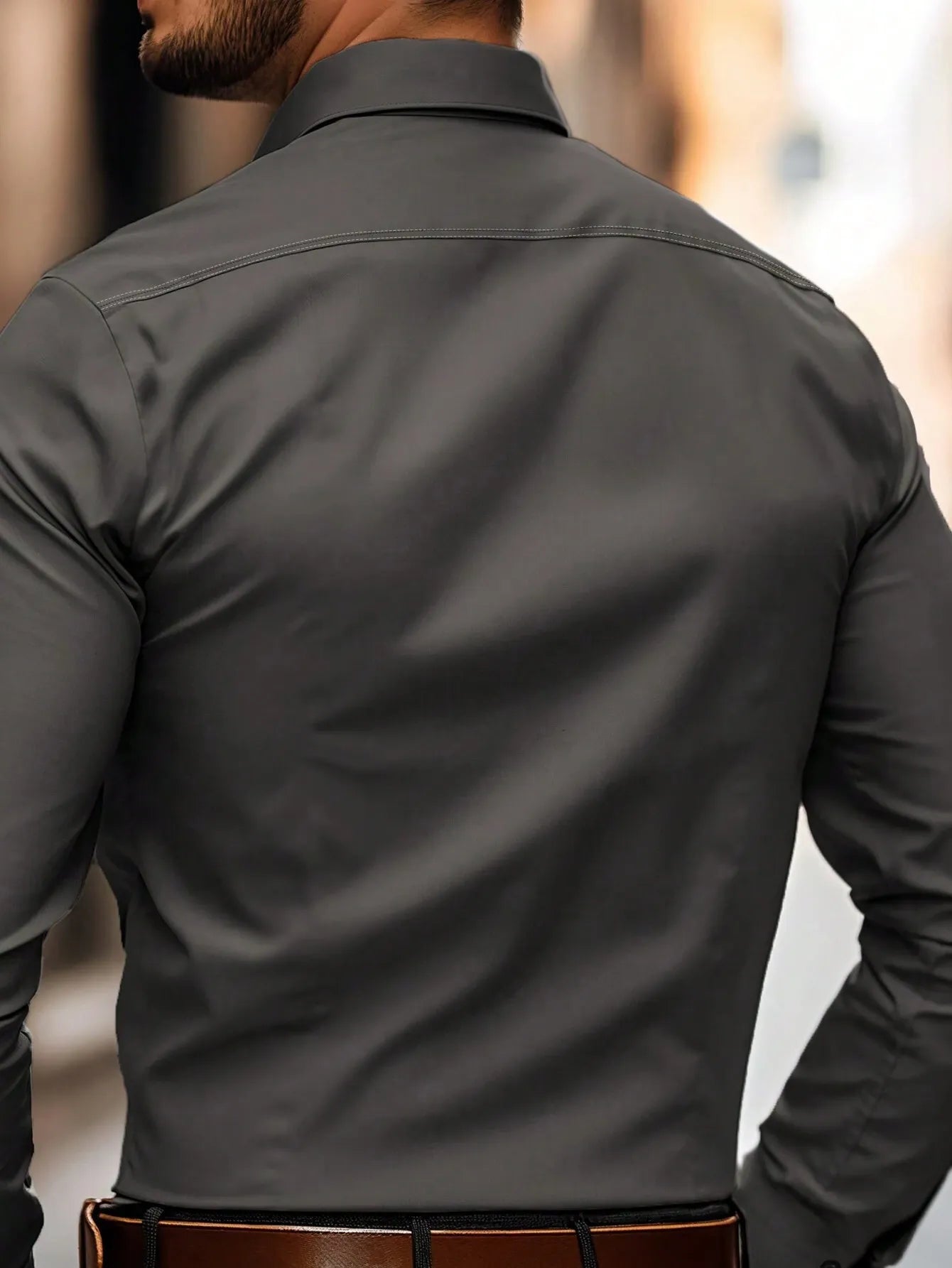 Men's Slim Fit Long Sleeve Shirt | Dress Casual Style