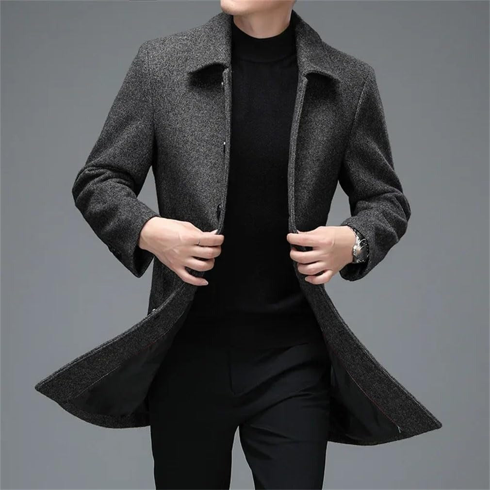 Men's long trench overcoat | winter lightweight coat