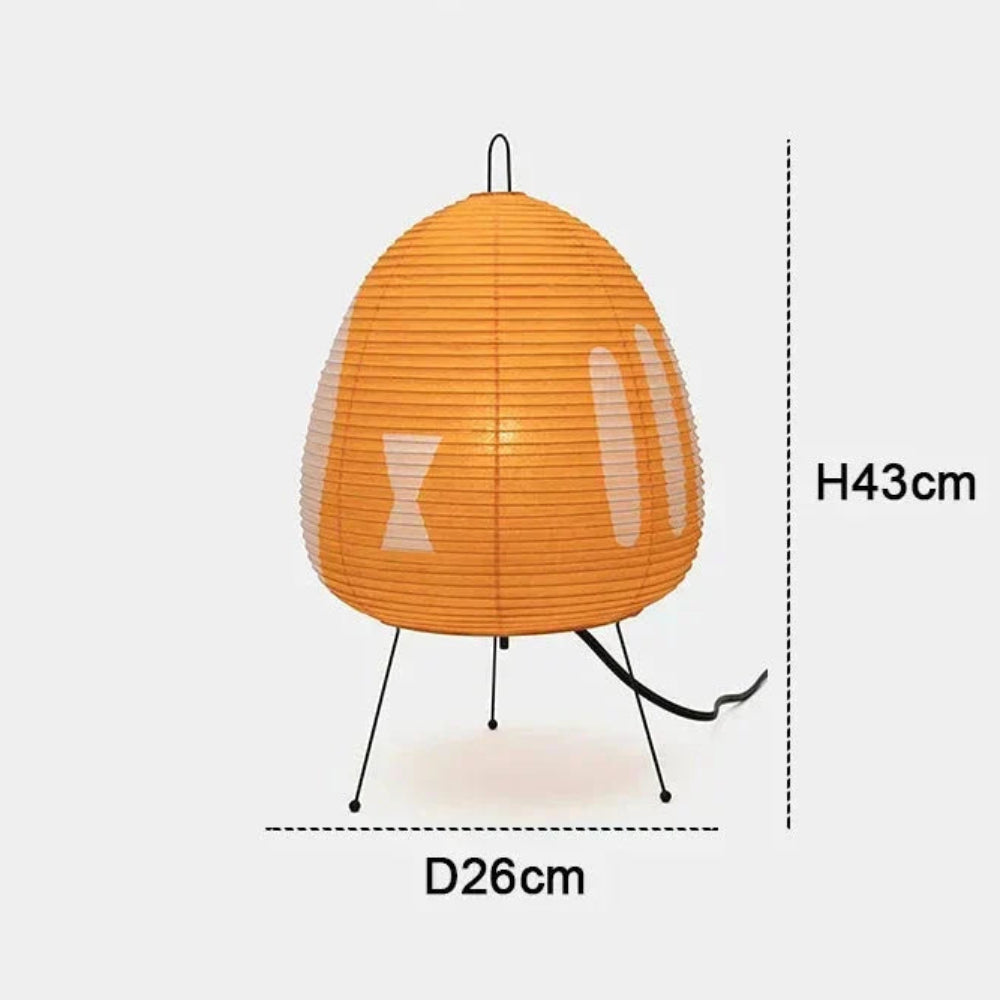 Table Lamp Japanese Rice Paper Shade Metal Base