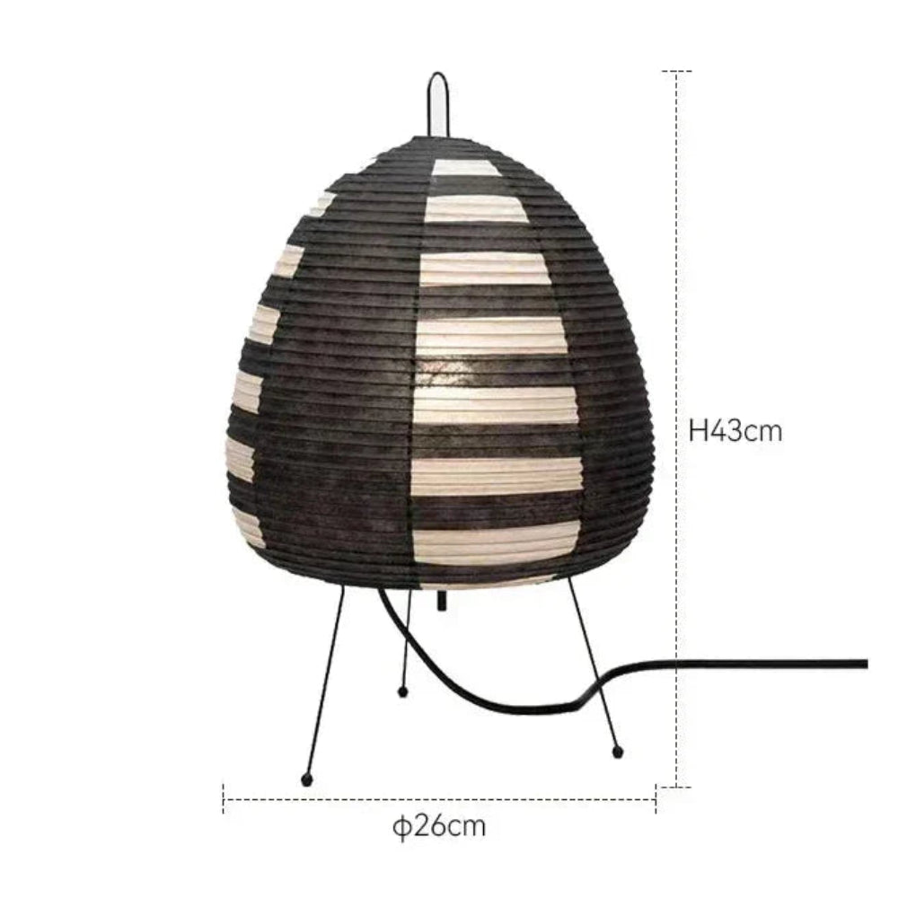 Table Lamp Japanese Rice Paper Shade Metal Base