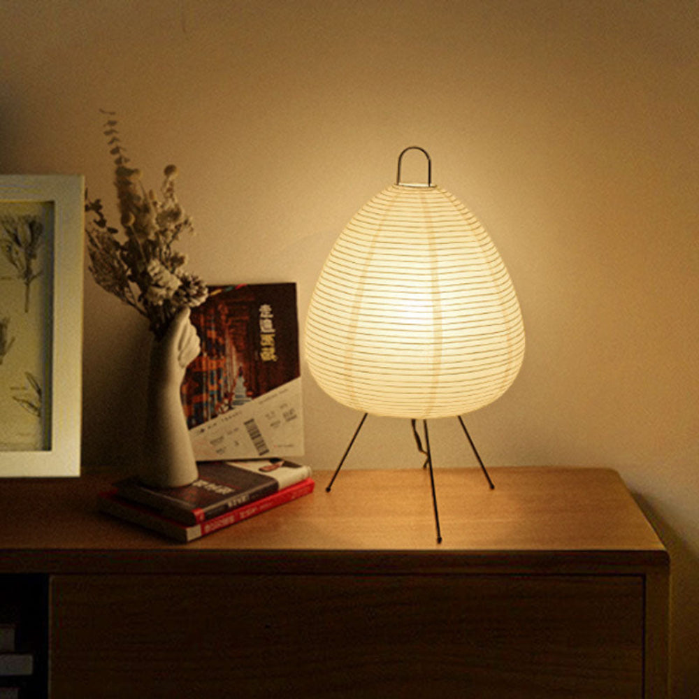 Table Lamp Japanese Rice Paper Shade Metal Base