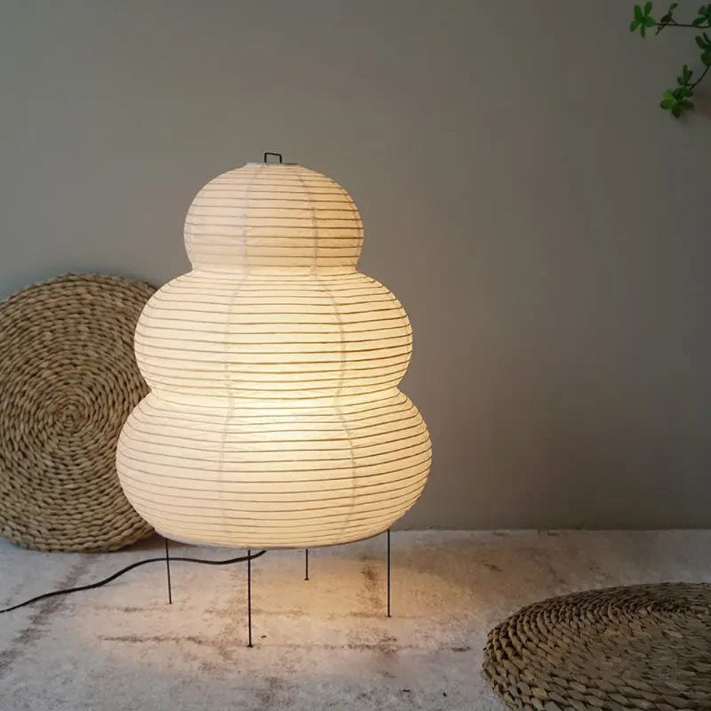 Table Lamp Japanese Rice Paper Shade Metal Base