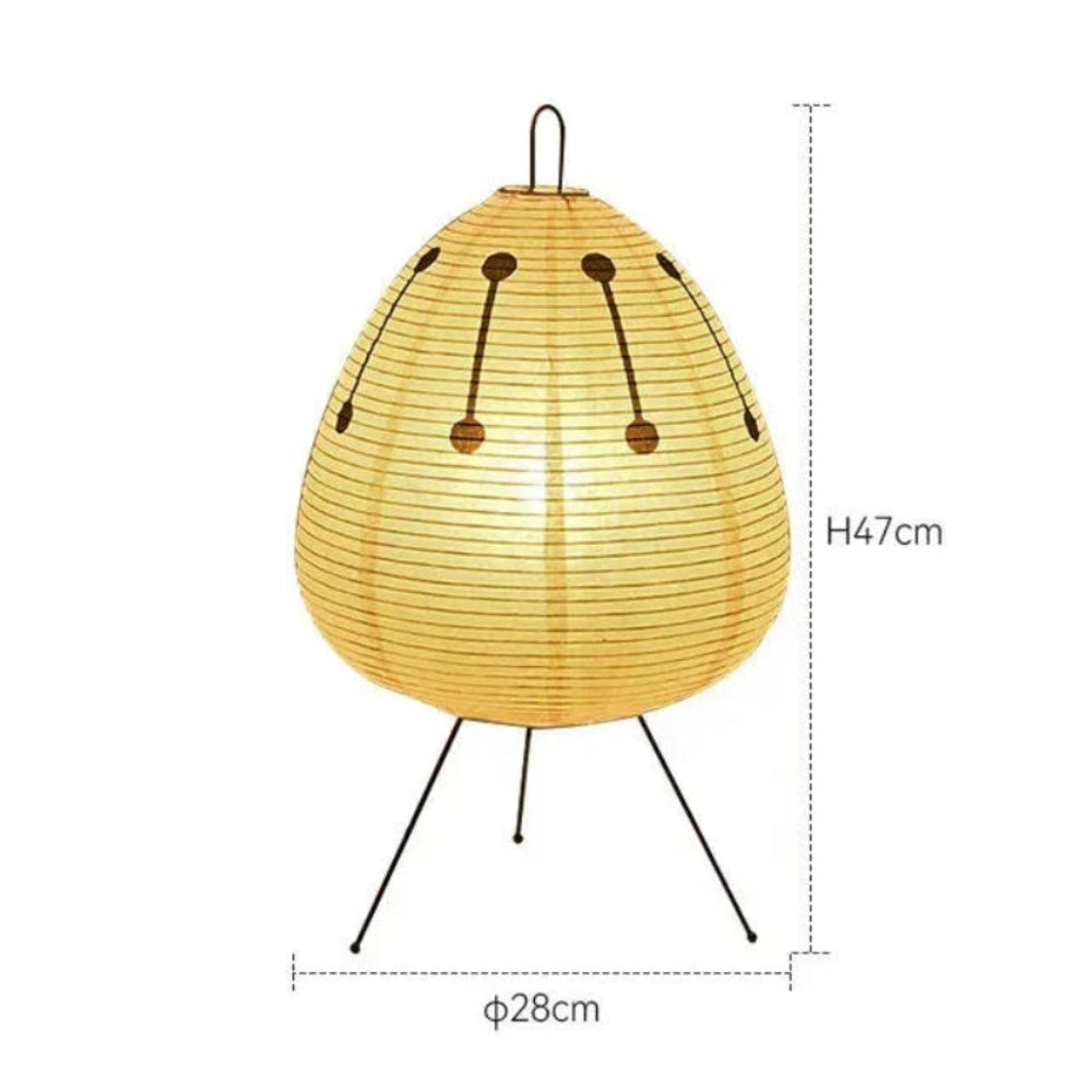 Table Lamp Japanese Rice Paper Shade Metal Base