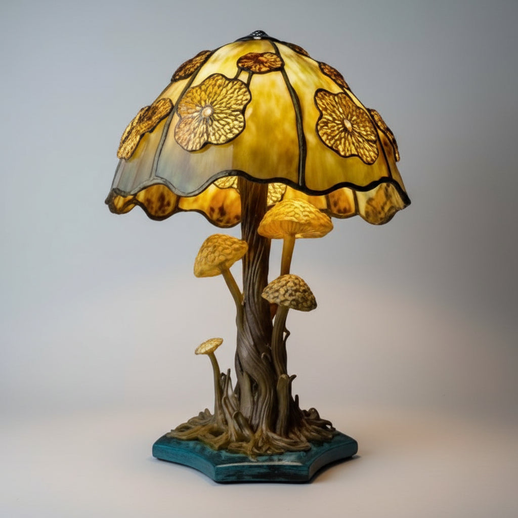Stained Glass Lamp Mushroom Design Decorative Table Light