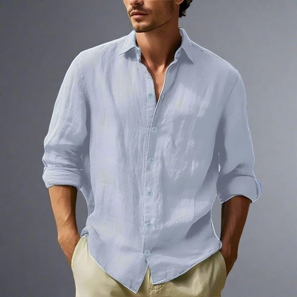 Men’s Casual Long Sleeve Linen Shirt | Lightweight Summer Top