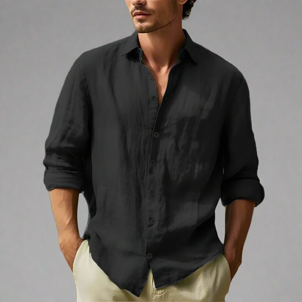 Men’s Casual Long Sleeve Linen Shirt | Lightweight Summer Top