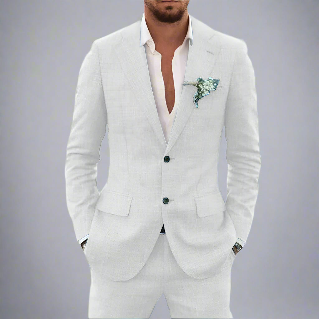 Men’s Slim Fit Linen Summer Suit | Wedding Guest Outfit
