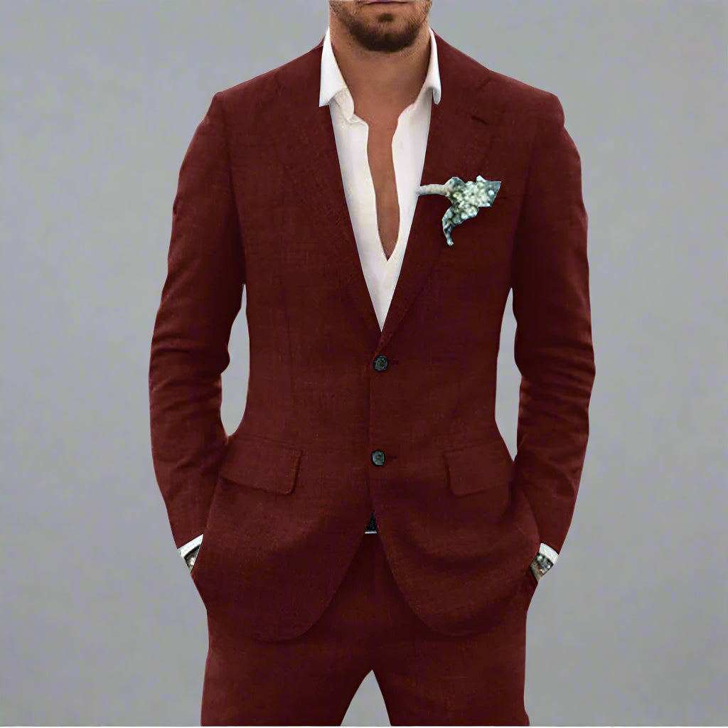 Men’s Slim Fit Linen Summer Suit | Wedding Guest Outfit
