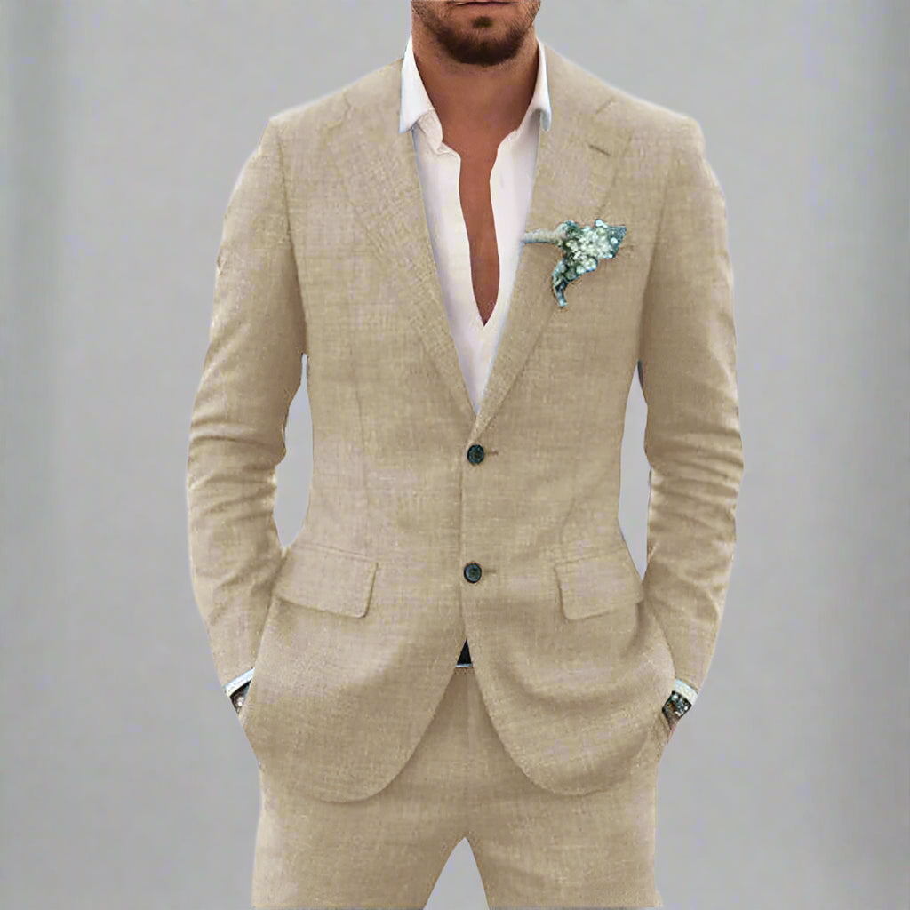 Men’s Slim Fit Linen Summer Suit | Wedding Guest Outfit