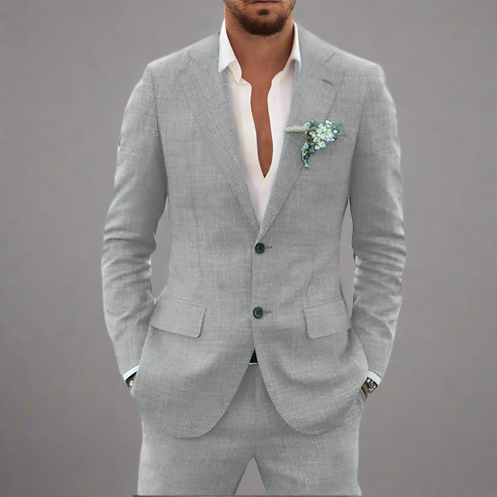 Men’s Slim Fit Linen Summer Suit | Wedding Guest Outfit