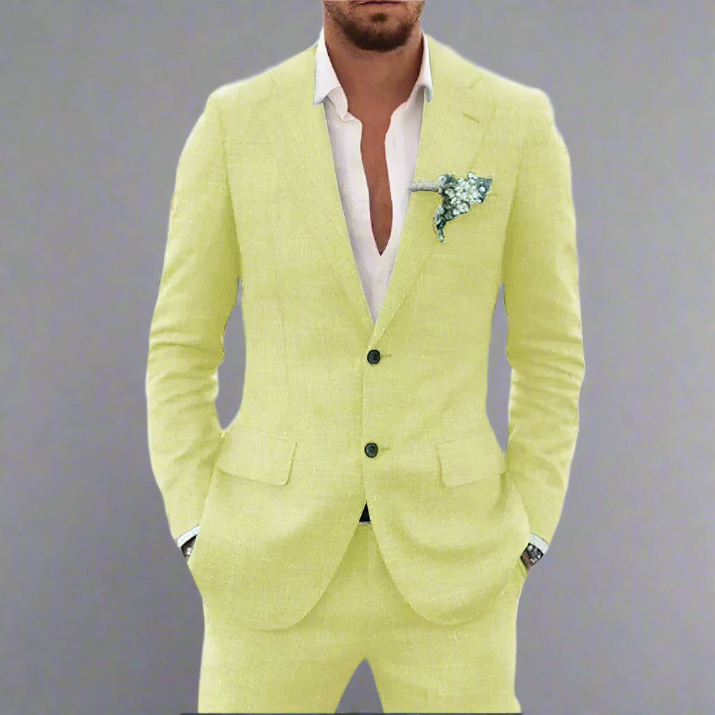 Men’s Slim Fit Linen Summer Suit | Wedding Guest Outfit
