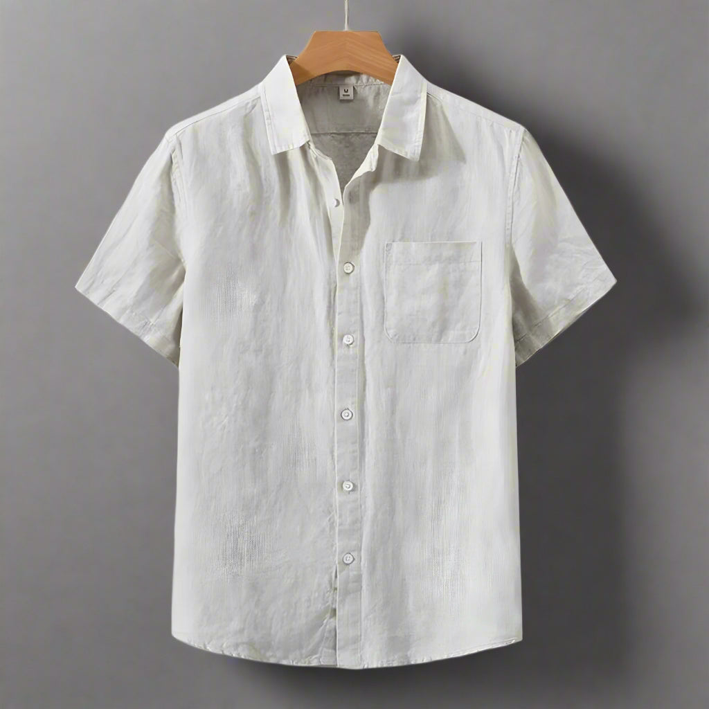 Men's Casual Linen Shirt | Short Sleeve Button Up