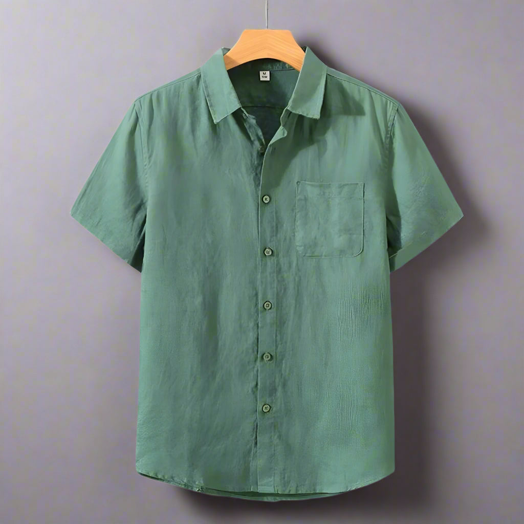 Men's Casual Linen Shirt | Short Sleeve Button Up
