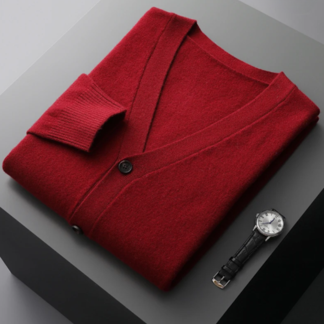 Men’s Knitted V-Neck Cardigan Sweater | Lightweight Long Fit