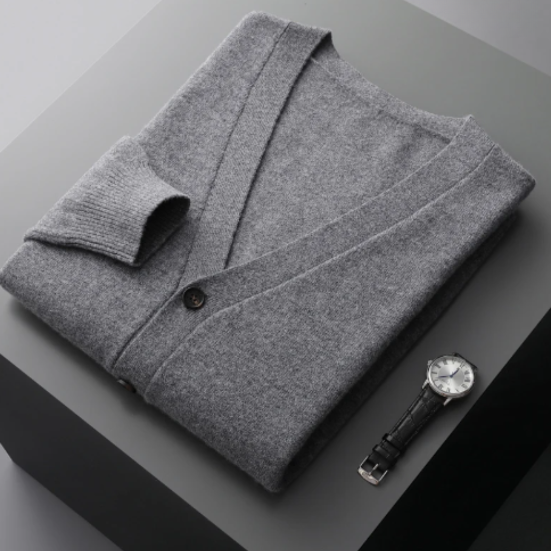 Men’s Knitted V-Neck Cardigan Sweater | Lightweight Long Fit