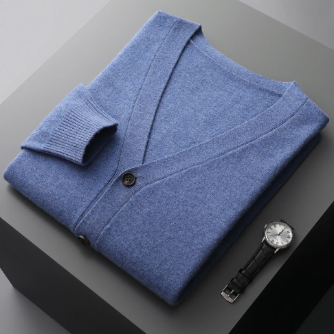 Men’s Knitted V-Neck Cardigan Sweater | Lightweight Long Fit