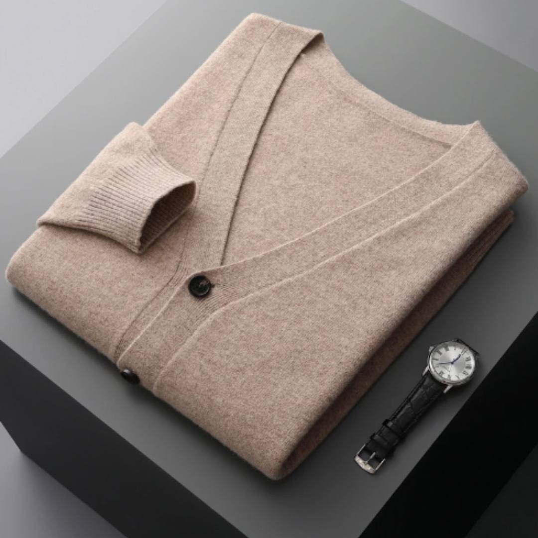 Men’s Knitted V-Neck Cardigan Sweater | Lightweight Long Fit