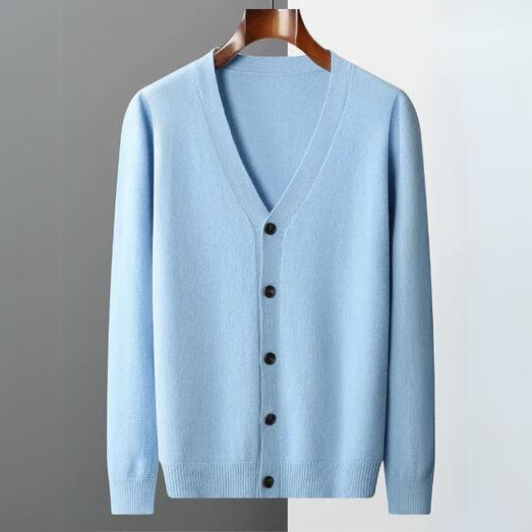 Men’s Knitted V-Neck Cardigan Sweater | Lightweight Long Fit