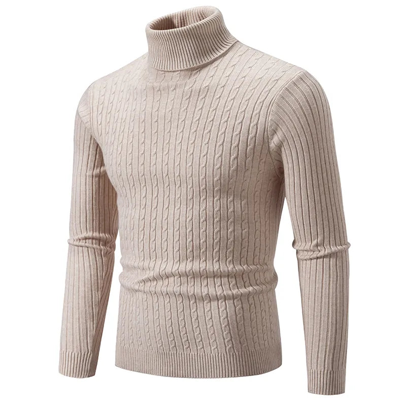 Men's knit turtleneck sweater | long warm jumper style