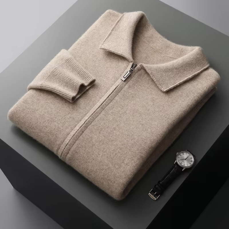 Men's knit zip up cardigan sweater | long sleeve lightweight
