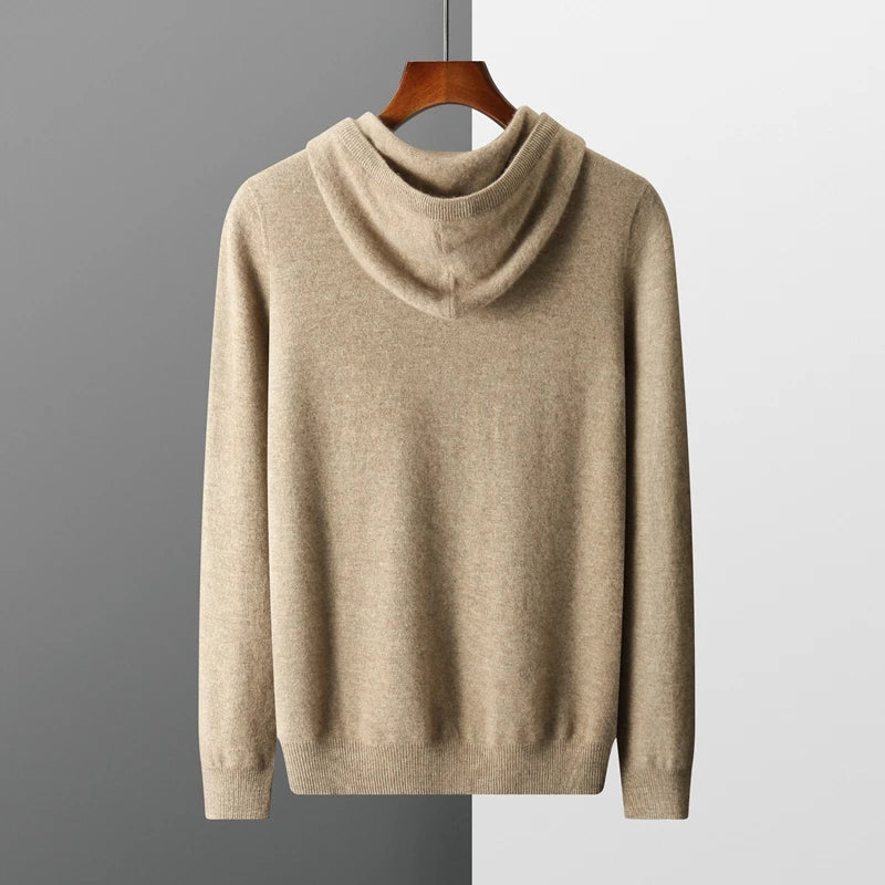 Men's knit cashmere hoodie sweater | long jumper style