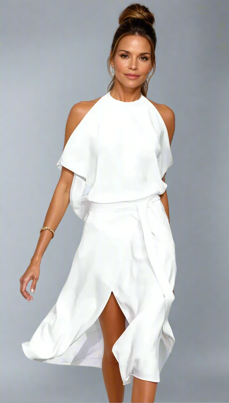 Women’s Elegant Sleeveless Cocktail Wrap Dress | Flowy Midi