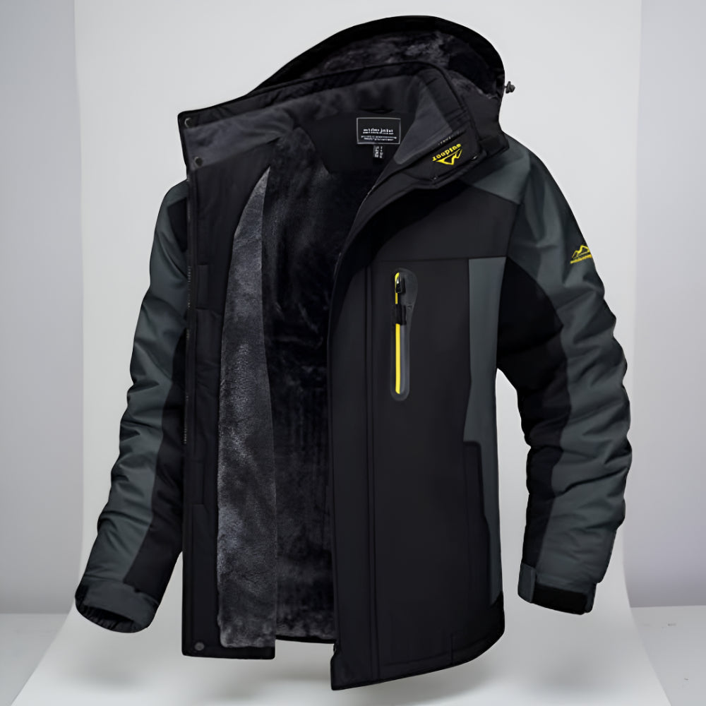 Men Waterproof Puffer Jacket - Fleece Lined Windproof