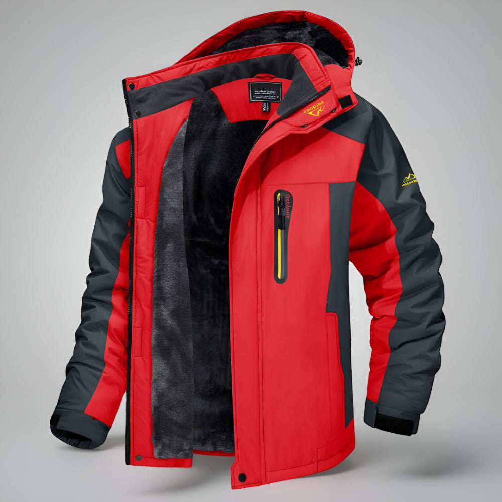 Men Waterproof Puffer Jacket - Fleece Lined Windproof