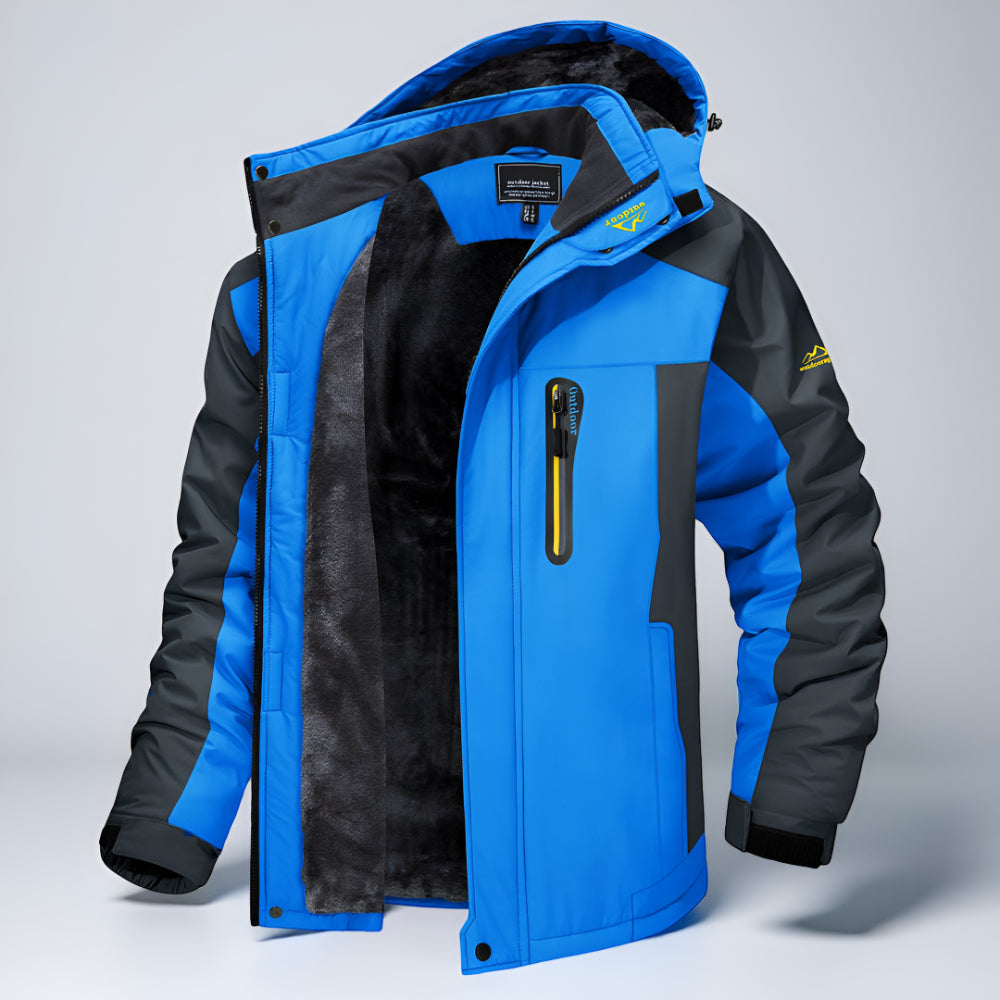 Men Waterproof Puffer Jacket - Fleece Lined Windproof