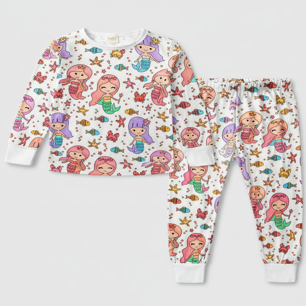 Kids Cartoon Pajama Set Two-Piece Loungewear Pants and Top