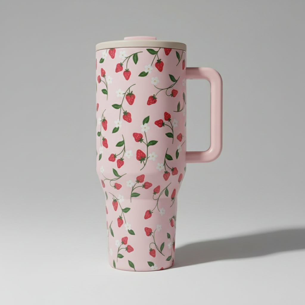 Gift Stainless Steel Travel Mug Reusable Fruit Pattern Coffee Cup