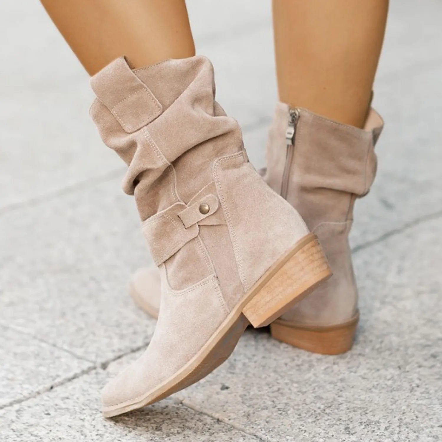 Women’s Slouchy Winter Boots | Flat Casual Mid-Calf
