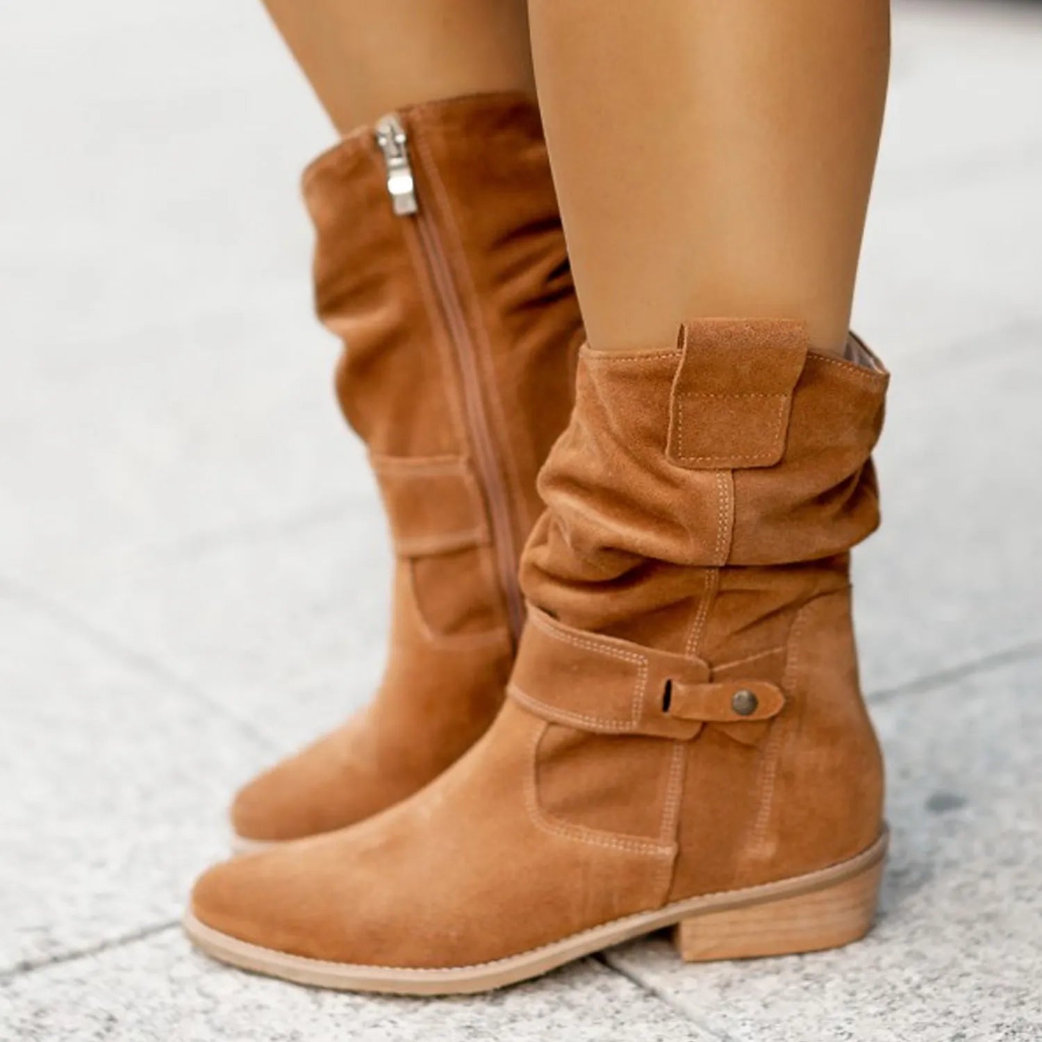 Women’s Slouchy Winter Boots | Flat Casual Mid-Calf