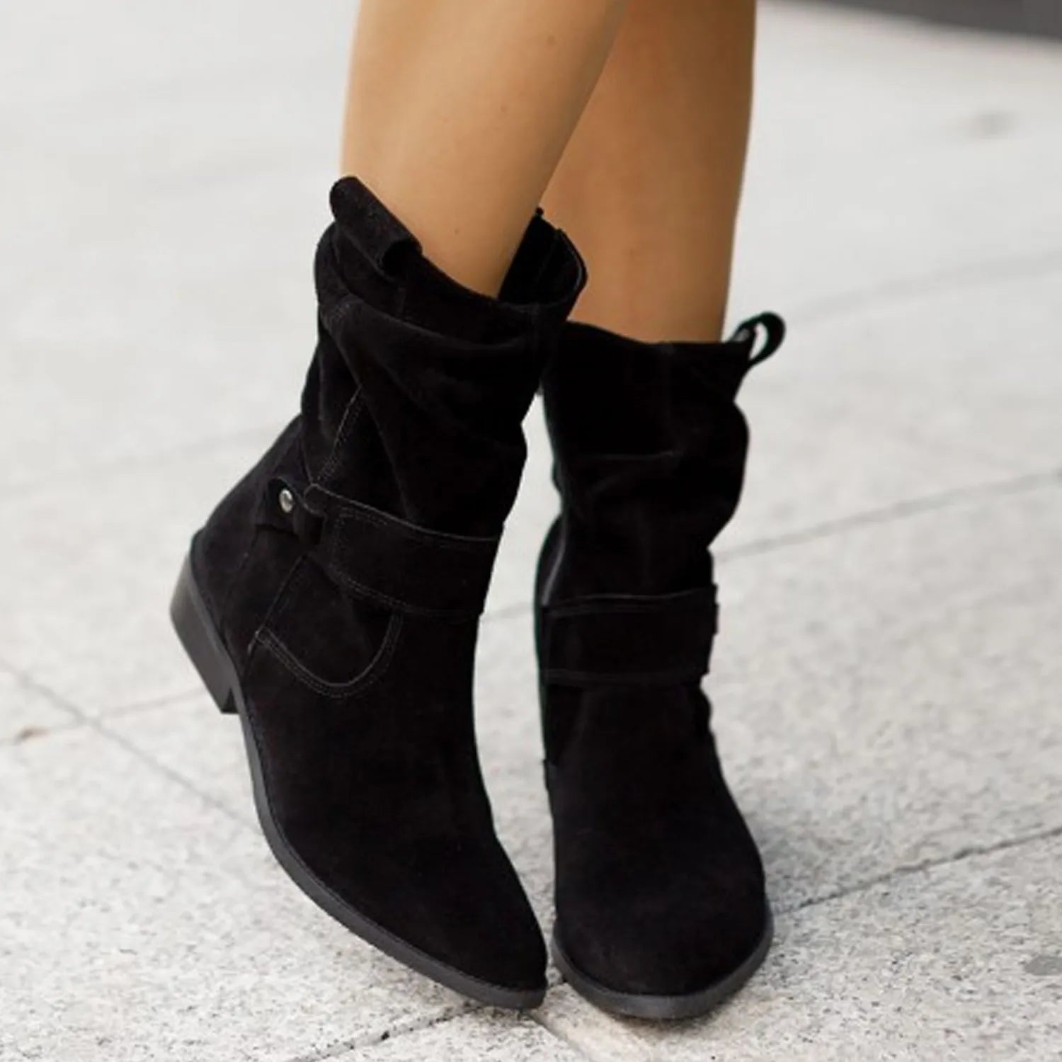 Women’s Slouchy Winter Boots | Flat Casual Mid-Calf